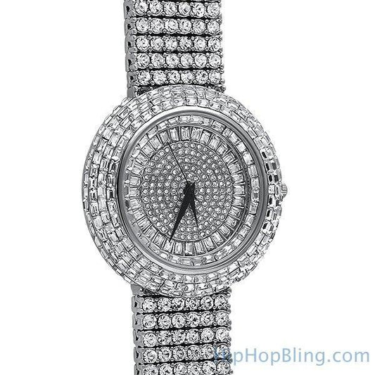 Baguette Iced Out Orbit 6 Row Bling Watch