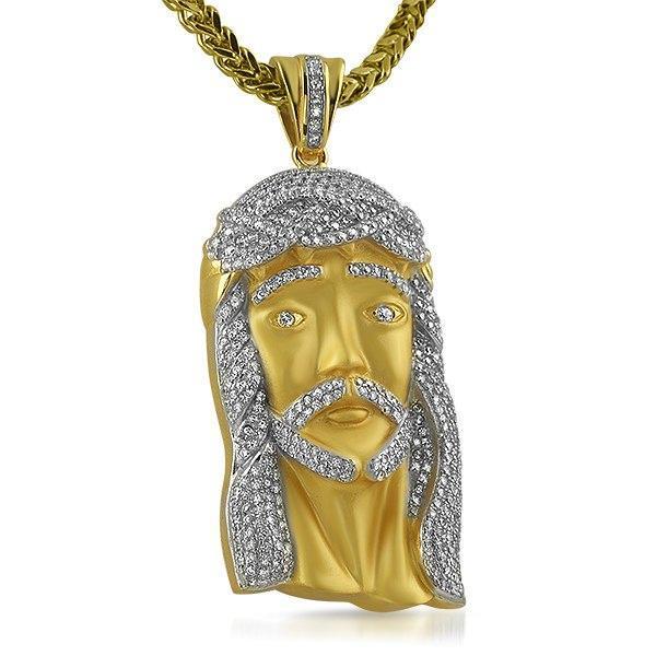 Large Gold Jesus Piece .925 Sterling Silver (Pendant Only)