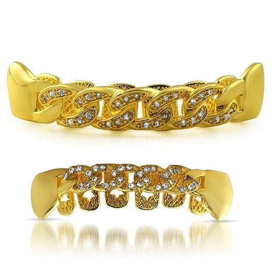 CZ Bling Bling Gold Cuban Grillz Set