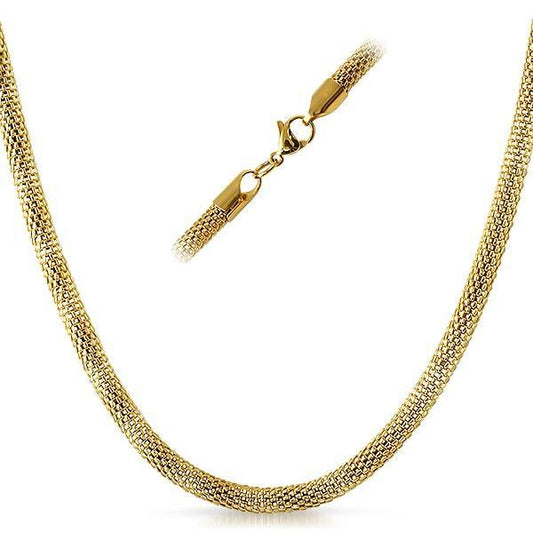 Popcorn IP Gold Stainless Steel Chain Necklace 4MM