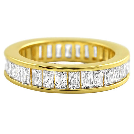 Baguette Eternity CZ Bling Bling Ring Gold