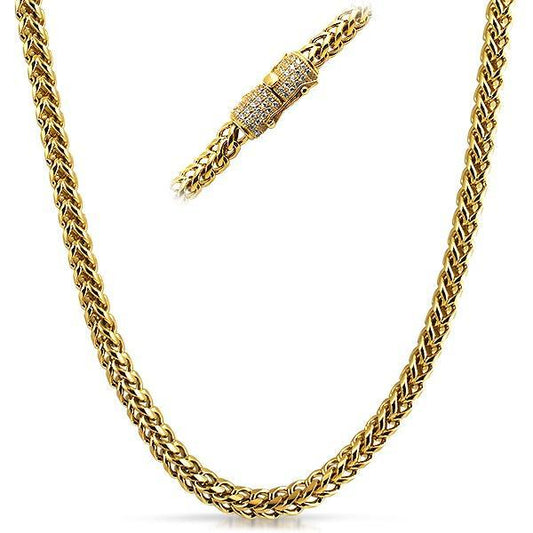 Real Diamond 6MM Stainless Steel Gold Franco Chain