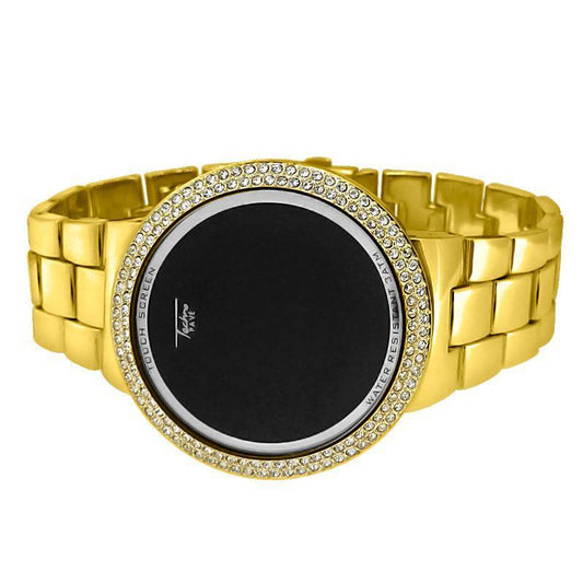 Bling Bling Gold LED Touch Screen Metal Band Watch
