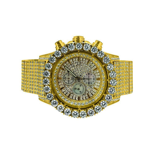 Monster Bling CZ Iced Out Watch Gold Stainless Steel