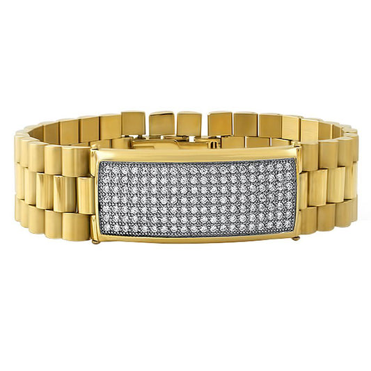 Gold President CZ ID Bling Bling Bracelet