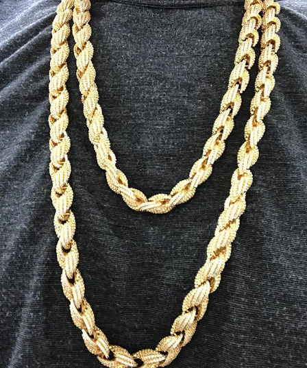 Rope IP Gold Stainless Steel Chain Necklace 4MM