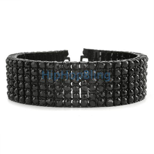 Black on Black 6 Row Black Iced Out Bracelet