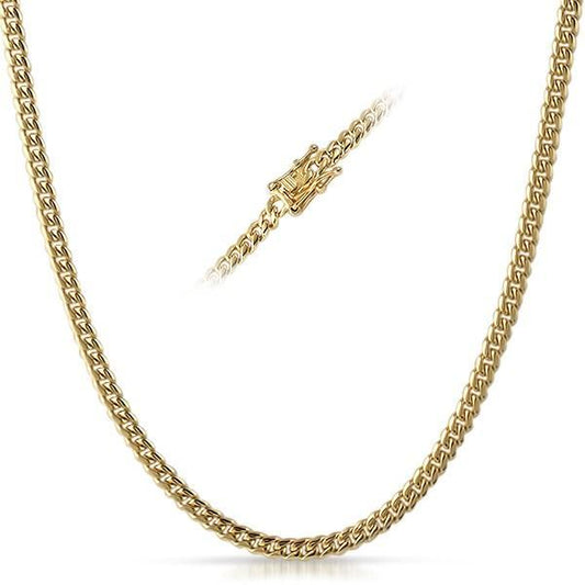 4MM Miami Cuban Chain IP Gold Steel Triple Lock