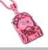 Pink Jesus Piece Pendant & Rosary Necklace