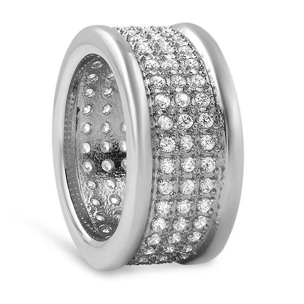 360 Micro Pave CZ Bling Bling Stainless Steel Ring