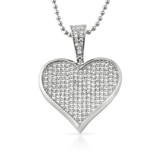 Poker Heart CZ Rhodium Bling Bling Pendant