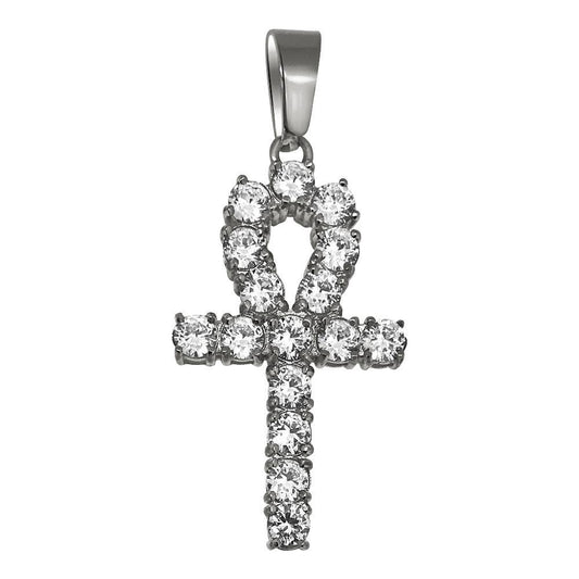4MM CZ Ankh Cross Stainless Steel Bling Bling