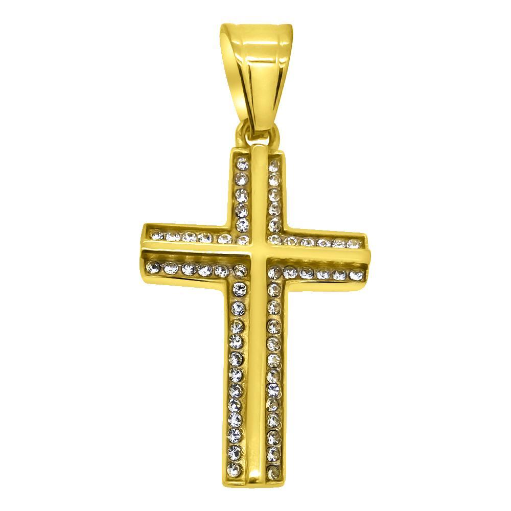 Clean Cross Gold Stainless Steel Pendant
