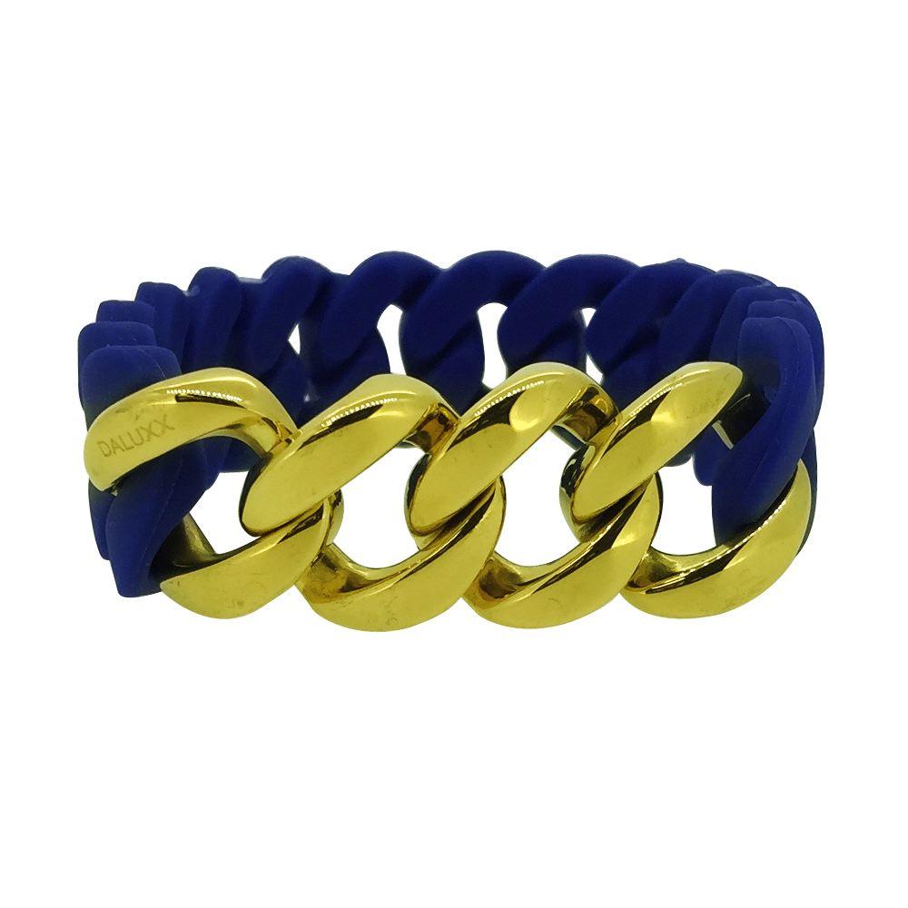 Gold Cuban Blue Rubber Bracelet