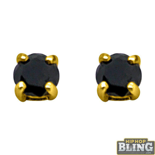 .50 Carat Black Diamond Stud Earrings Gold .925