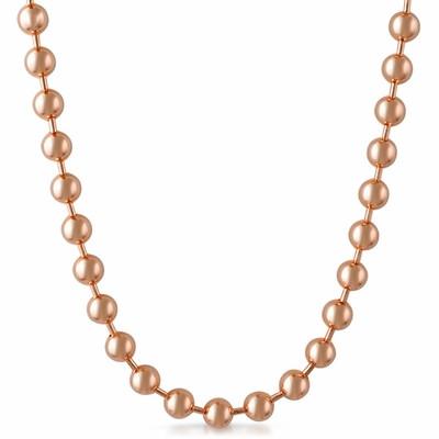 6mm Rose Gold Plated Bead Dog Tag Ball Necklace
