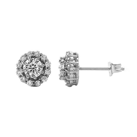 Rhodium Flower CZ Bling Bling Earrings