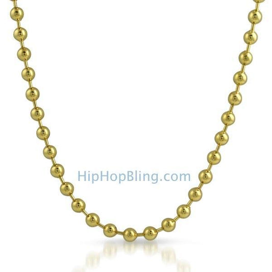 IP Gold Stainless Steel 6mm Bead Chain Necklace