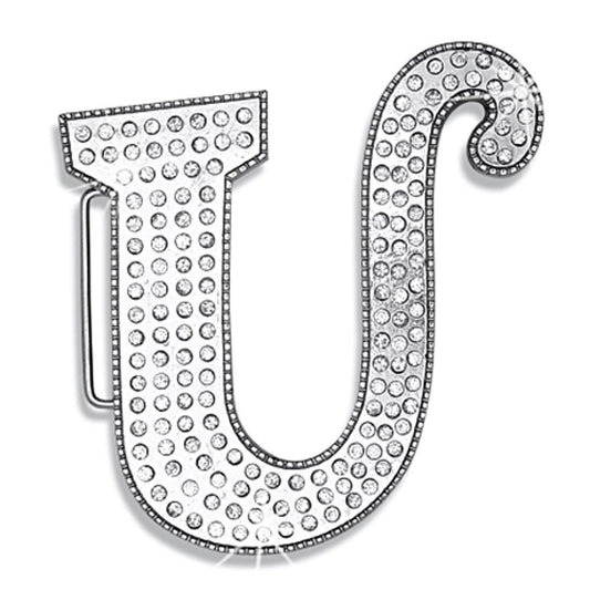 U Initial Jumbo Belt Buckle Rhodium