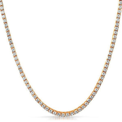 .925 Silver 4MM CZ Bling Tennis Chain Rose Gold