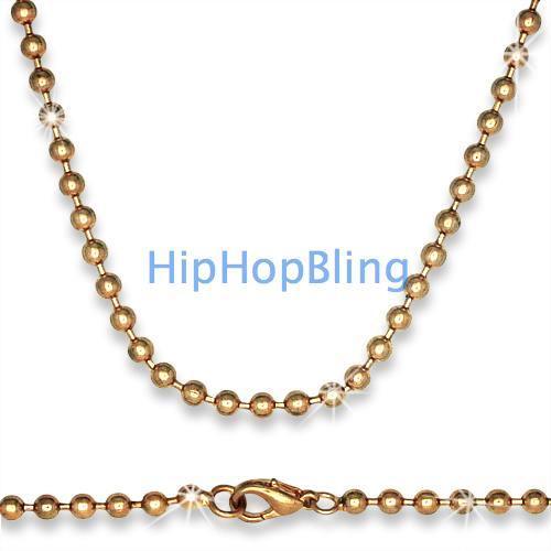 Rose Gold Plated Dog Tag Ball Chain 30 Inch 4mm wide