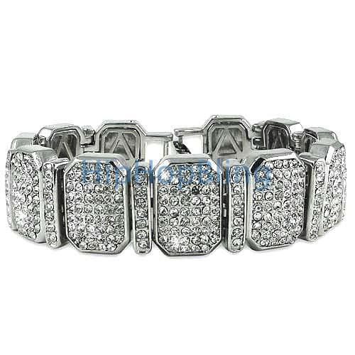 Octagon Link Rhodium Bling Bling Bracelet