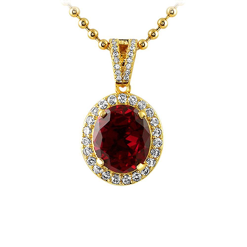 Rick Ross Style Oval Lab Ruby Hip Hop Pendant
