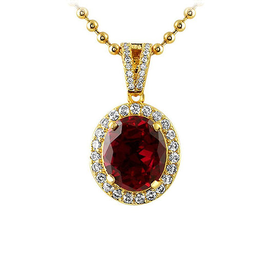 Rick Ross Style Oval Lab Ruby Hip Hop Pendant