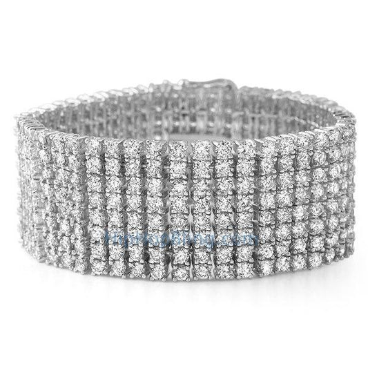 Womens CZ 8 Row Bling Bling Bracelet Rhodium
