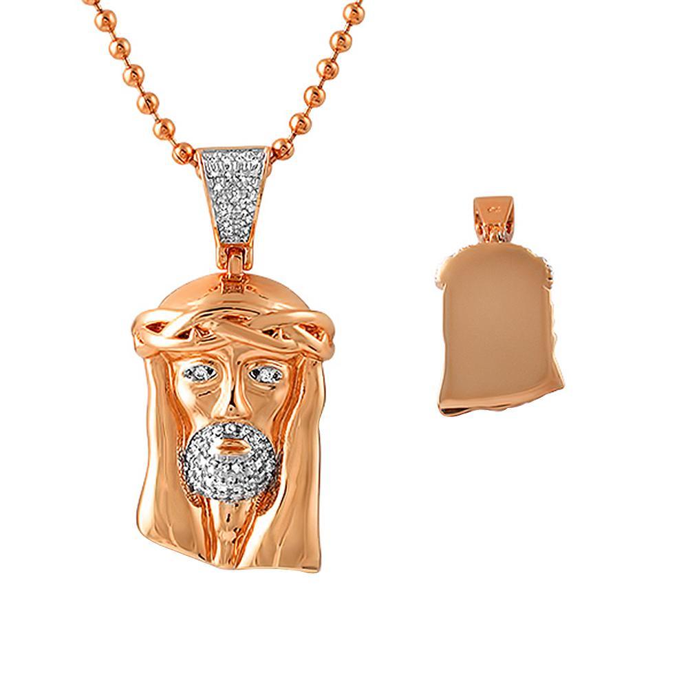 Rose Gold Micro Jesus Chain Polished Solid Back