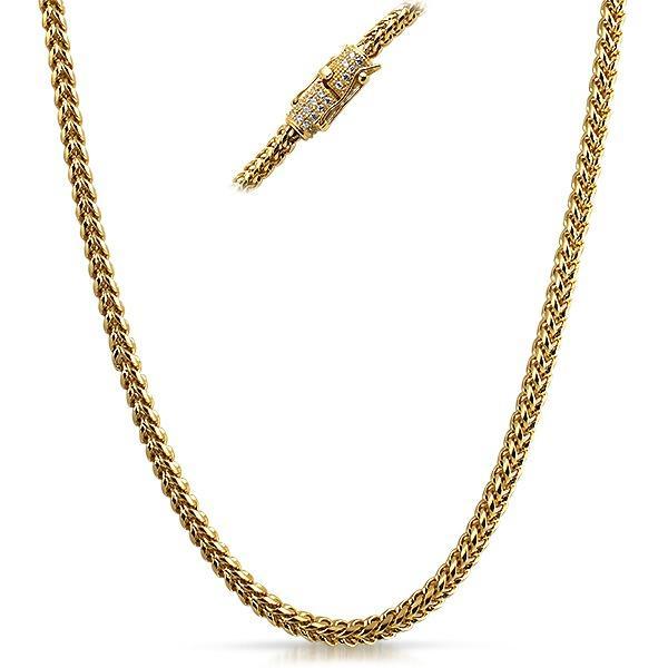 Real Diamond Stainless Steel Gold Hip Hop Chain 4MM