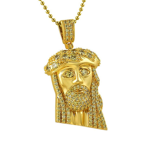 Lemonade Gold Mini Jesus Piece Big Ice Crown