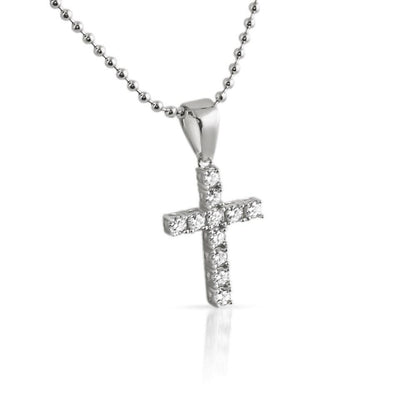 .925 Sterling Silver 3MM CZ Tennis Cross Rhodium