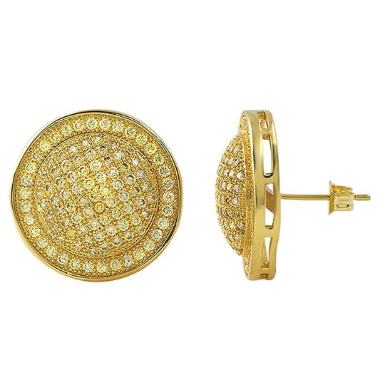 Lemonade Xl Domed CZ Micro Pave Earrings
