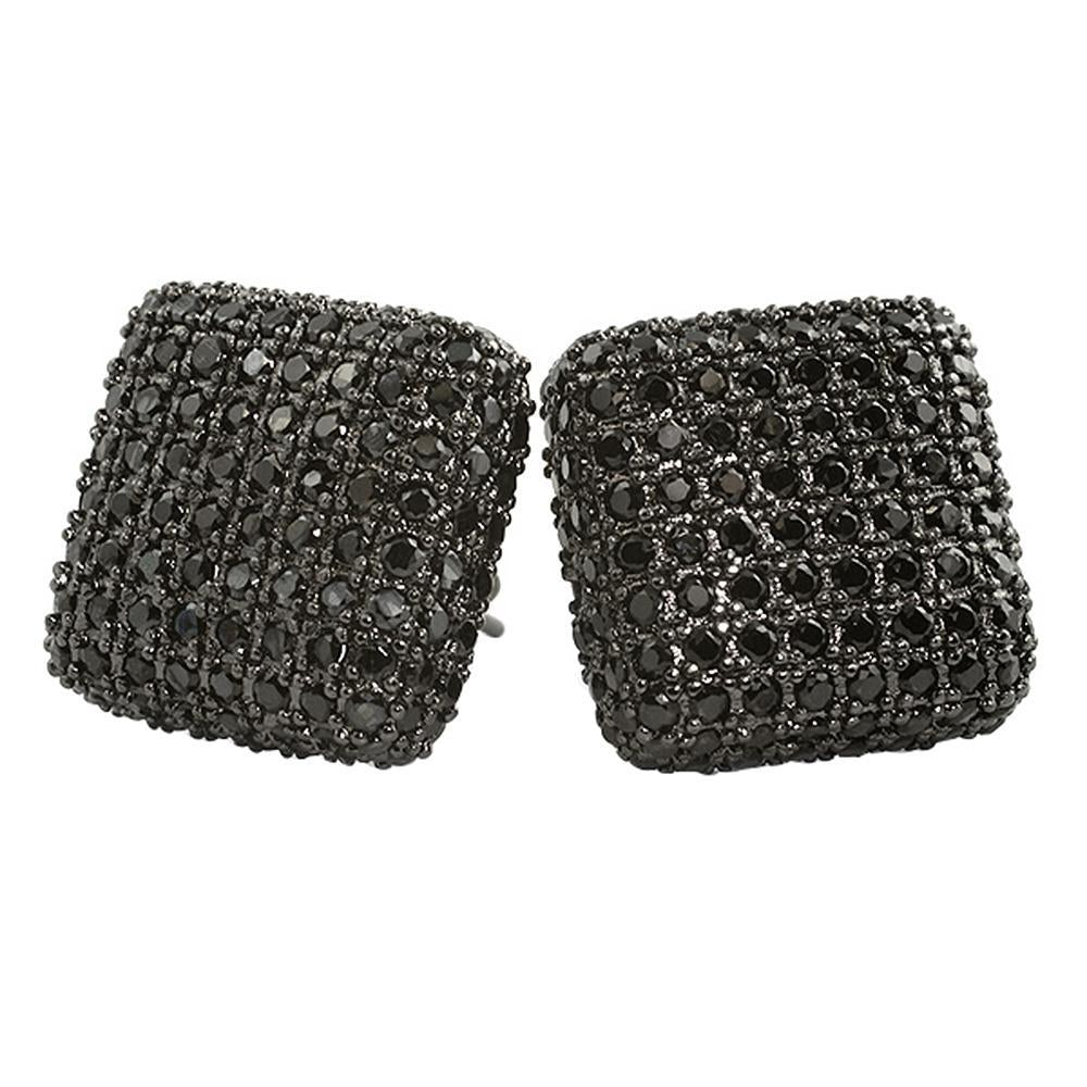 Black XL Rounded 3D Box Bling Bling Earrings