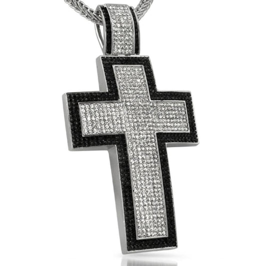 XXL Mega Cross Black Border Rhodium