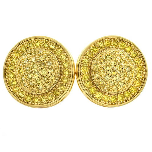 Lemonade Domed Circle M Micro Pave Bling Earrings