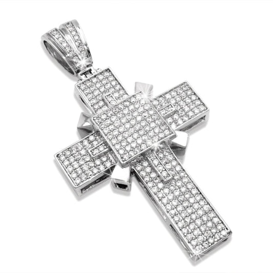 Killer Bling Bling Cross Micro Pave Totally Covered in CZ Ice