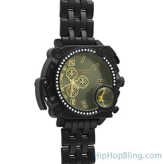 Divers Thick Black Bling Watch