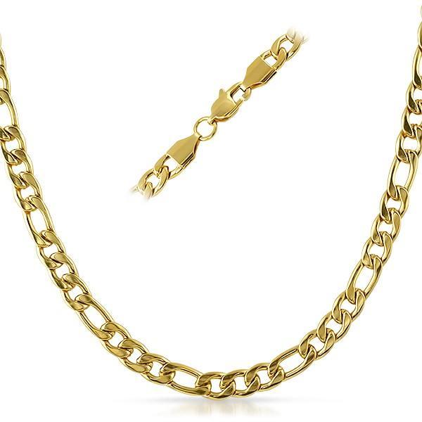 Figaro IP Gold Stainless Steel Chain Necklace  6MM