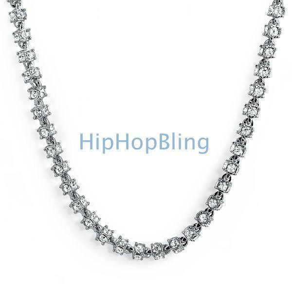 3D Bling Bling Rhodium Chain