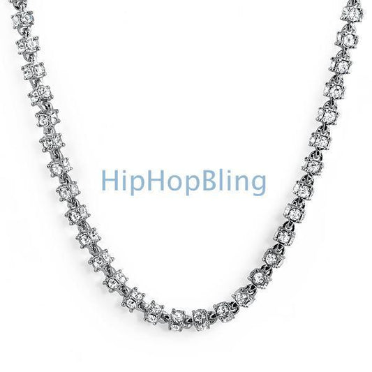3D Bling Bling Rhodium Chain