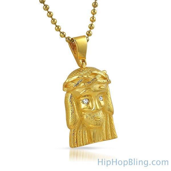 Clean Micro Jesus Piece Gold Pendant .925 Sterling Silver