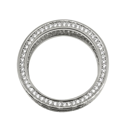 .925 Silver Channel Set 360 Eternity Band Rhodium CZ Bling Ring