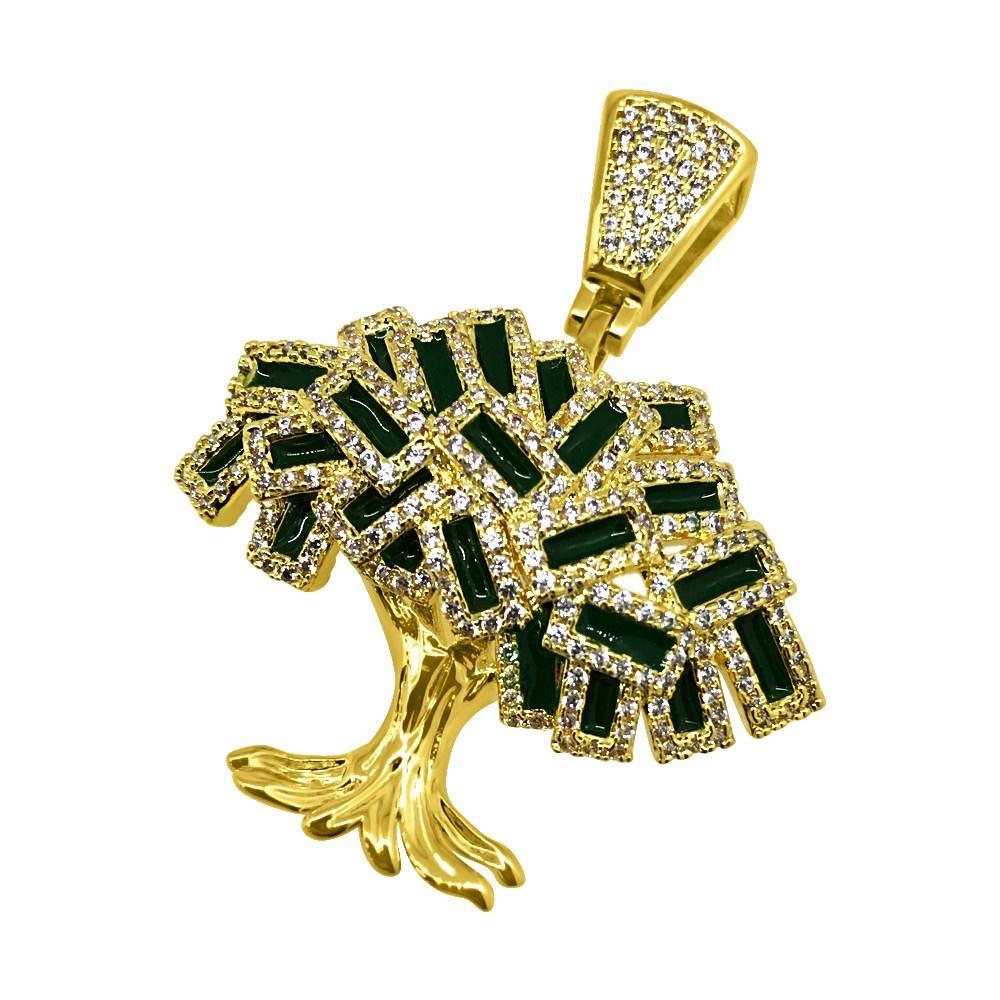 Money Tree Gold CZ Bling Bling Pendant