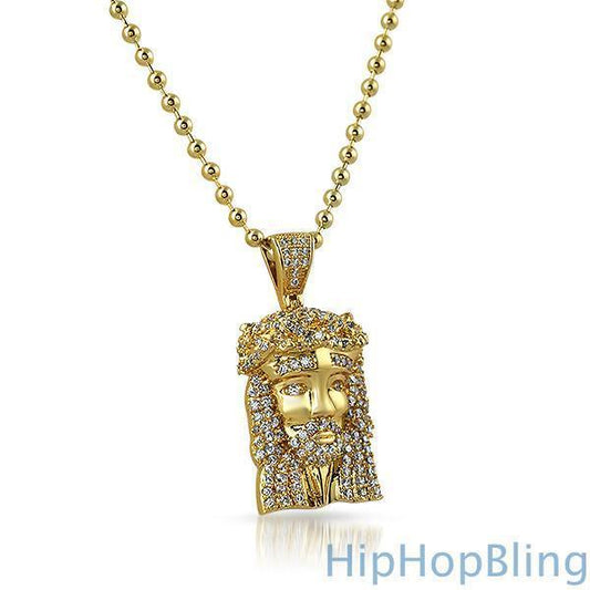 Micro Gold Jesus Piece .925 Sterling Silver