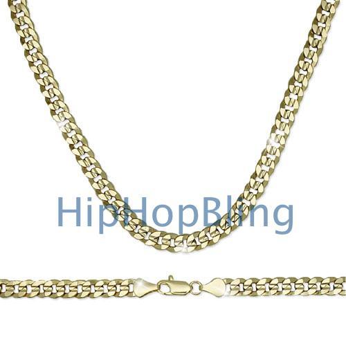 Cuban Concave 8mm 24 Inch Gold Plated Hip Hop Chain