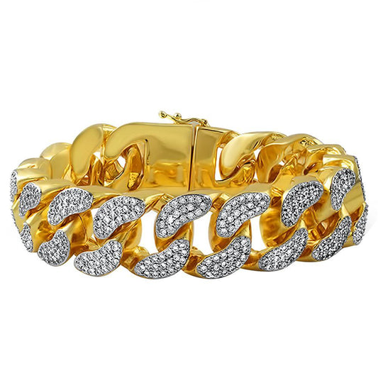 22MM Thick Bling Bling CZ Cuban Gold Bracelet