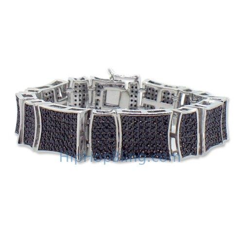 Black Micro Pave CZ Kite Bling Bling Bracelet 316L Steel