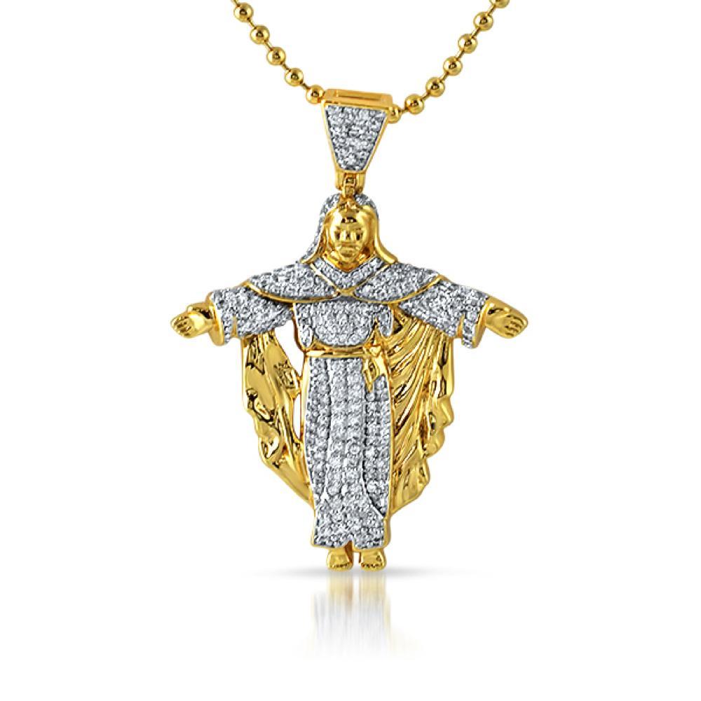 Jesus Crucifix Mini Micropave CZ Gold Pendant